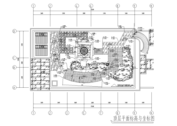 [深圳]江边别墅屋顶花园景观工程施工图全套图纸包括:总平面图,顶层